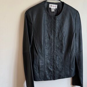 W worth Leather Women's Embroidered soft leather jacket